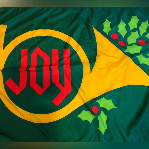 Vintage Christmas Joy Golden Trumpet House Large Flag - Picture 4 of 7